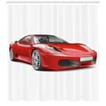 thumbnail image 3 of Ambesonne Teen Room Shower Curtain, Italian Car, 69"Wx84"L, Red and Charcoal Grey, 3 of 3