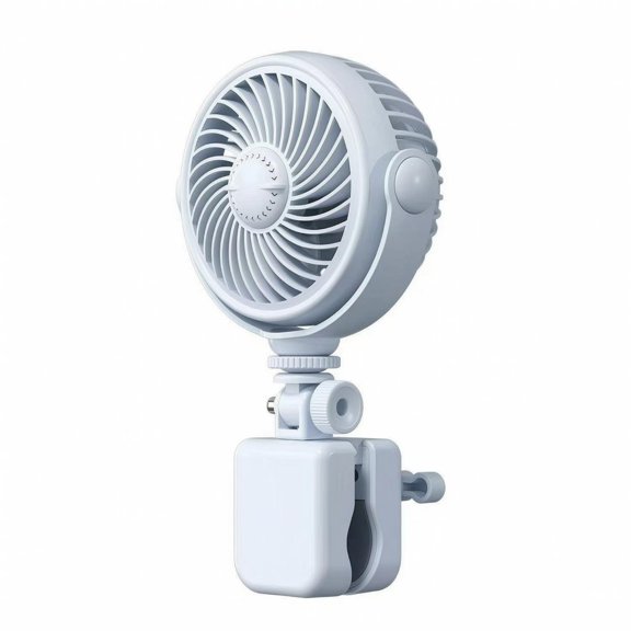 EHJRE Attach-on Fan with Rechargeable Quiet Carriage Fan with Clamp Small for Students Blue