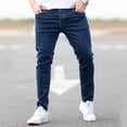 thumbnail image 2 of Spring Mens Black Blue Pants Pure Color Stretch Jeans Street Casual Slim Fit Trousers Male Vintage Wash Skinny Jeans for Men, 2 of 10