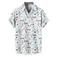 thumbnail image 3 of Fewfanhot Shirts for Men Hawaiian Valentine's Day Heart Print Button Down Short Sleeve Casual Fashion Shirt, 3 of 7