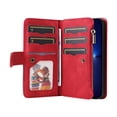 thumbnail image 2 of Zipper Wallet Case for iPhone 13 Pro Large Capacity Card Slots Holder Magnetic Clasp Cover, Luxury PU Leather Anti-Shock Flip Folio Case with Kickstand Wrist Strap Handbag Protective Case,Red, 2 of 9