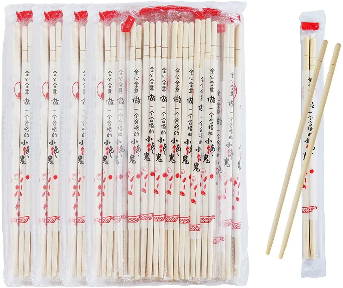 Pack Of 100  Pair Chopsticks Wood Individually Wrap With “UNITED” New 