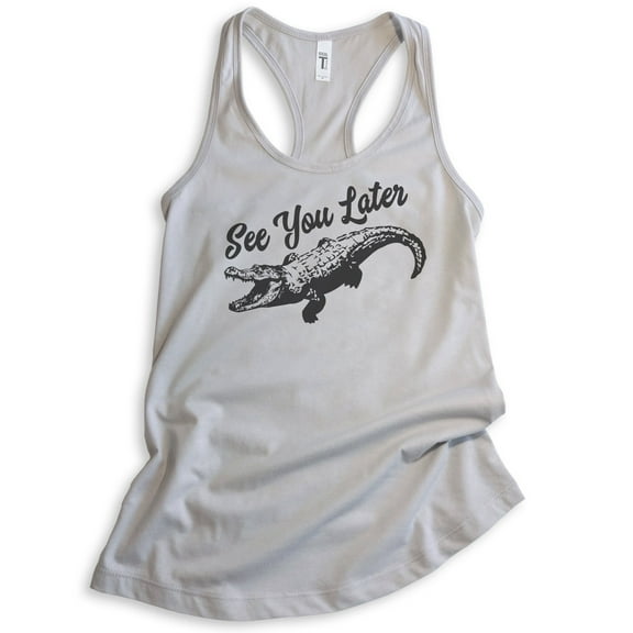 See You Later Alligator Tank Top, Ladies Racerback Tank Top, Funny Alligator Tank, Gator Tank, Swamp Tank, Silver Gray, XX-Large