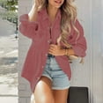 thumbnail image 6 of Womens Corduroy Peplum Shacket Jacket Long Sleeve Button Down Babydoll Shirts Oversized Casual Blouses Tops, 6 of 9