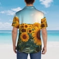 thumbnail image 4 of Balery Sunlit Sunflower Field Camisas hawaianas de manga corta para hombre, camisas playeras de corte holgado, camisas de vacaciones con botones,Medium, 4 of 7