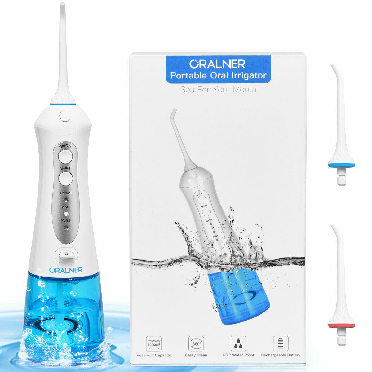 Gymax Rechargeable Portable Water Flosser Power Dental Flossers with 2