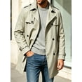 thumbnail image 5 of Spring Fall Men Double Breasted Casual Lapel Trench Coat Belted Windbreaker, 5 of 8