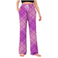 thumbnail image 3 of RKSTN Pajama Pants Men Plaid Print Plus Size Elastic Drawstring Waist Color Block Relaxed Wide Leg Long Pants with Pockets Unisex, 3 of 6
