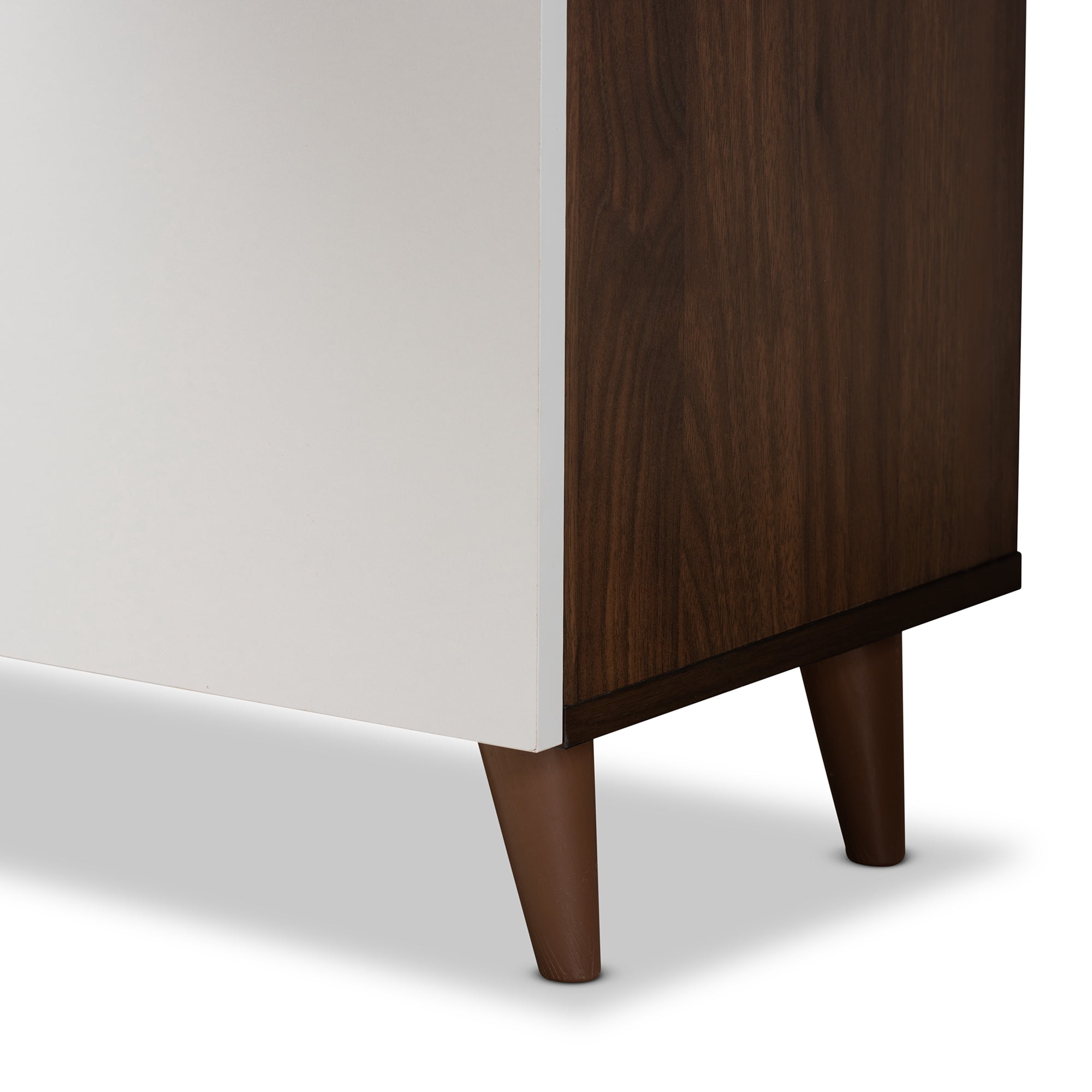 Baxton Studio Tobias Contemporary 23.6 in MDF Portable Computer Desk with Storage, White/Walnut Brown