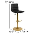 thumbnail image 6 of Flash Furniture Vincent Modern Black Vinyl Adjustable Bar Stool with Back, Counter Height Swivel Stool with Gold Pedestal Base, Set of 2, 6 of 14