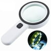 Handheld Magnifying Glass 12 LED Lights 30X Magnification Reading Map Coins Jewelry Loupe White