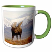 3drose, Moose Bull Wildlife, Denali National Park, Alaska - Us02 Ska3065 - Steve Kazlowski, 15oz Two-tone Green Mug