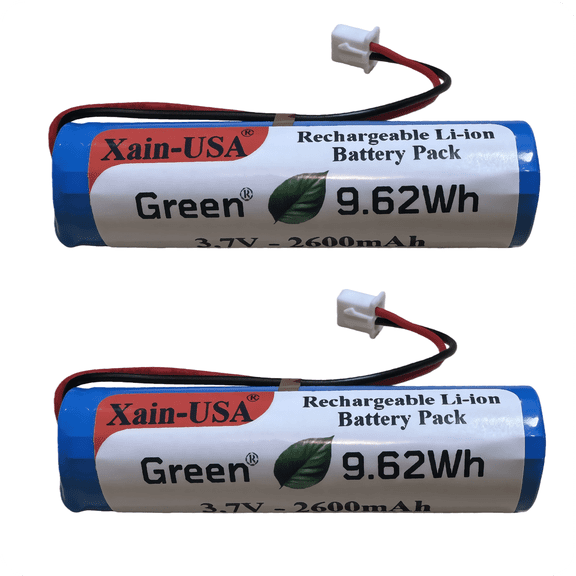 (2-Pack) 3.7V 2600mAh Li-ion Battery Pack (9.62Wh) with JST-XH 2-Pin Connector – Rechargeable 1S Pack for RC Cars, Robots, LED Lights, Portable Electronics, DIY Electronics Products
