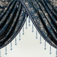 thumbnail image 6 of VOGOL Modern Waterfall Swag Valance for Bedroom, Royal Blue Textured Stripe Printing Velvet Curtain with Beaded Tassels, Vintage Rod Pocket Design, 43x110 Inches, 1 Piece, 6 of 7