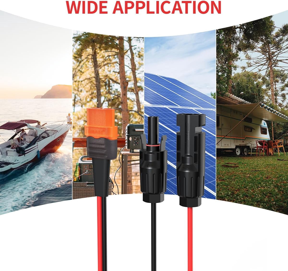 12AWG 10FT Solar to XT60i Cable 2 10 25 35 50 75 100FT Solar Connector to XT60i Adapter Cable for Portable Power Station (10FT)