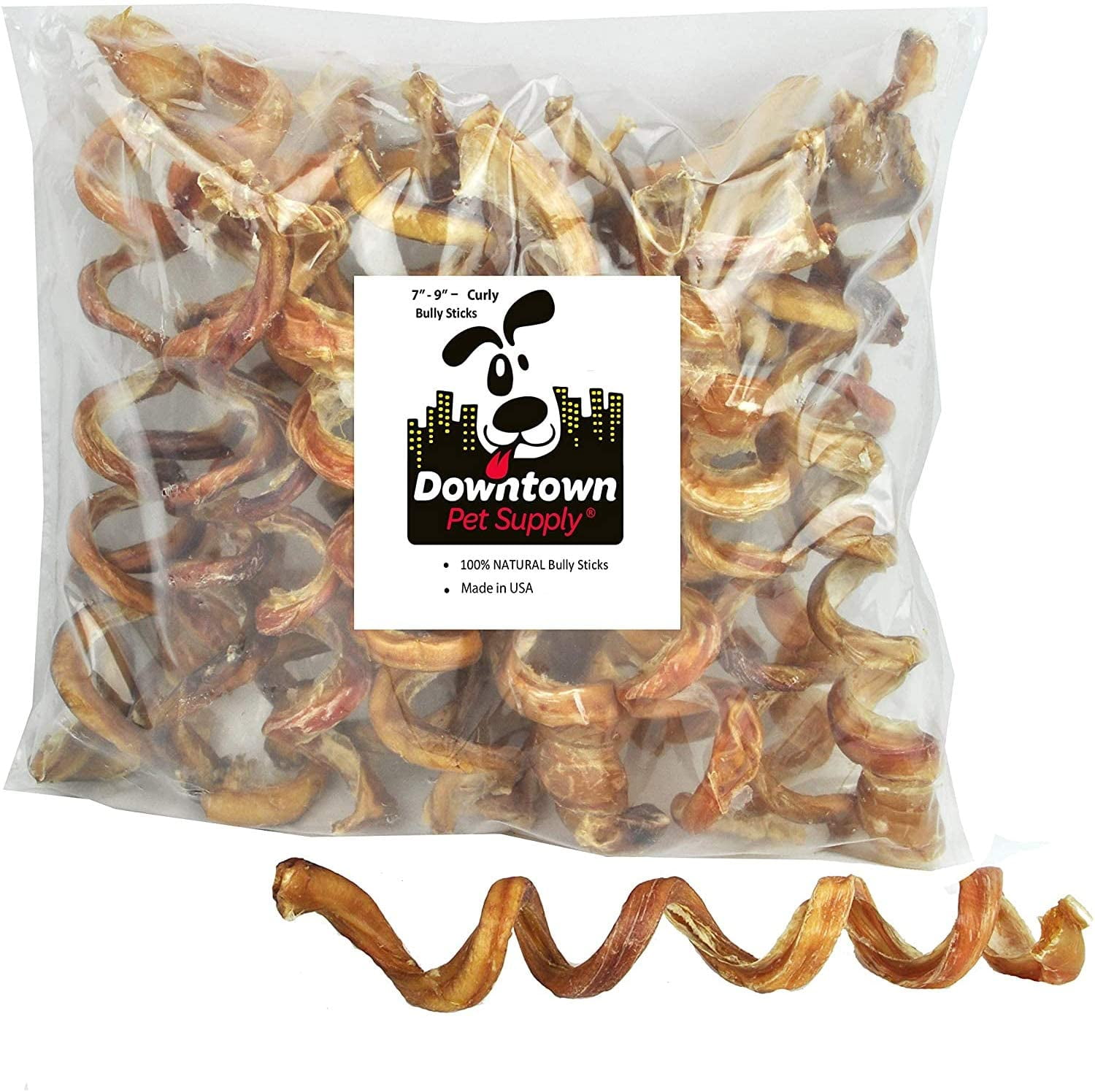 Downtown Pet Supply 710" Curly Spiral Bully Sticks, Bully Springs for