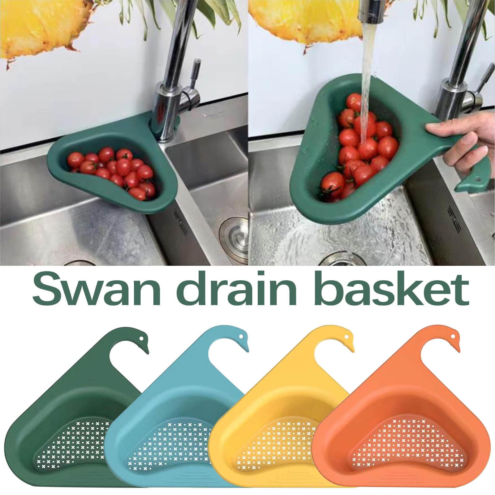 4PC Swan Drain Basket MultiFunctional,Hanging Filtering Draining Rack