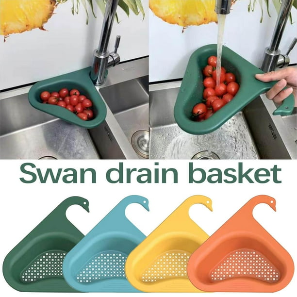 4PC Swan Drain Basket MultiFunctional,Hanging Filtering Draining Rack