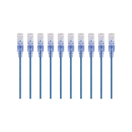 UPC: 0889028032343 | Monoprice SlimRun Cat6A Ethernet Patch Cable – Network Internet Cord – RJ45  550Mhz  UTP  Pure Bare Copper Wire  10G  30AWG  3ft  Blue  10-Pack