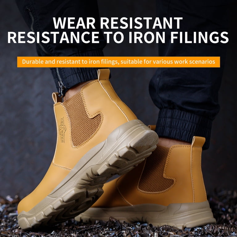 Work Boots for Men, Slip On Steel Toe Chelsea Safety Boots  display picture 1