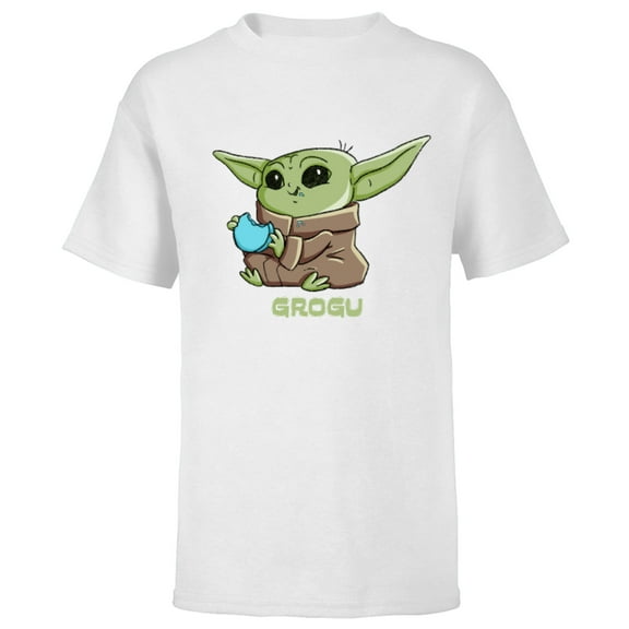 Star Wars The Mandalorian The Child Grogu Blue Macaron - Short Sleeve T-Shirt for Kids - Customized-White