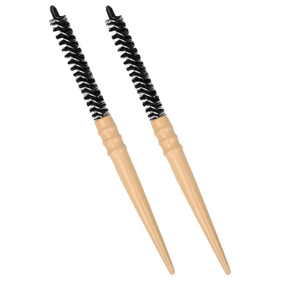LULULION 2pcs Curling Hair Brush Hairdressing Brush Wooden Khaki Blow-Drying Women Home Use