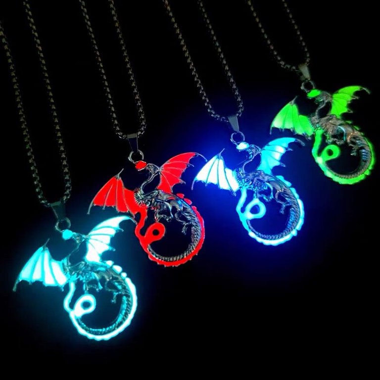 Buytra Glow Flame Dragon Necklace Personality Punk Glow Pendant Animal  Sweater Chain