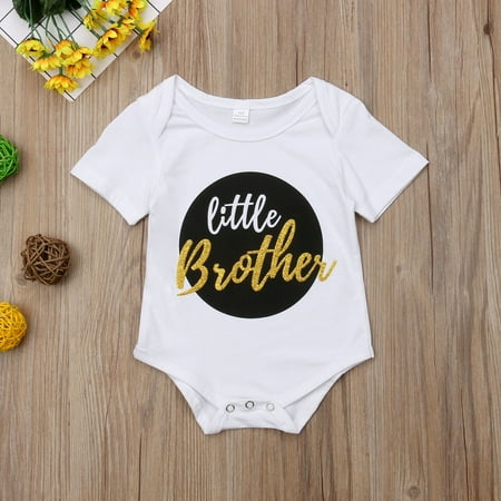 

Infant Baby Little Brother Romper Big Sister T-shirt Match Clothes Outfit Set Black 9-12 Months