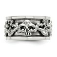 thumbnail image 2 of 925 Sterling Silver Polished Spinning Center Antiqued Skull Ring Size 9, 2 of 3