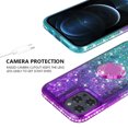 thumbnail image 5 of SOGA Rhinestone Liquid Quicksand Cover Cute Girl Phone Case Compatible for Apple iPhone 12 Pro Max Case, with Embedded Ring for Magnetic Car Mounts and Lanyard - Purple/Teal, 5 of 5