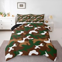 Feelyou Fashion Camo Full Size Comforter Sets, Cartoon Camouflage Kids Bedding Sets, 3pcs