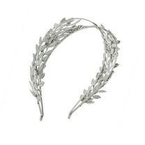 Vocoste 1 Pc Elegant Wide Leaf Headband for Women for Girls 5.91"x5.20" Silver Tone