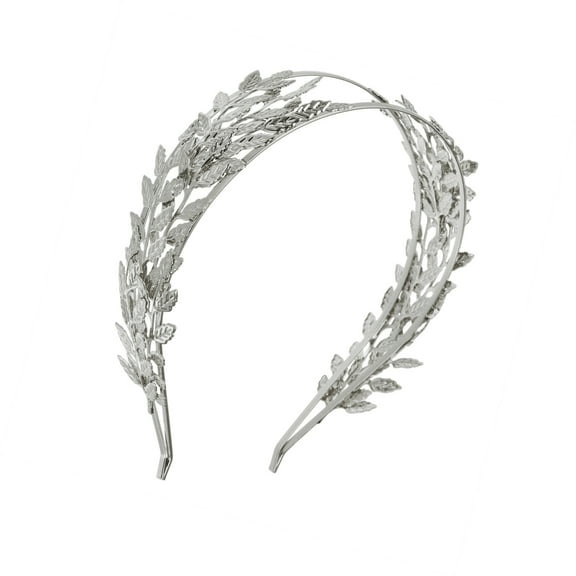 Vocoste 1 Pc Elegant Wide Leaf Headband for Women for Girls 5.91"x5.20" Silver Tone