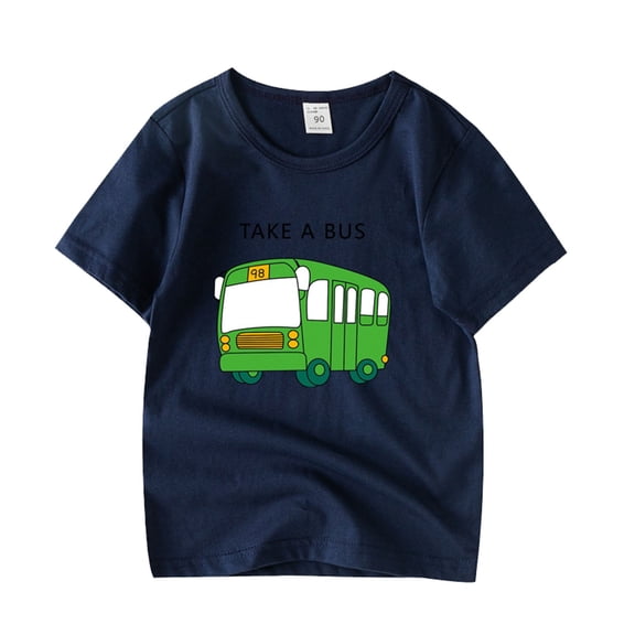 LNMQLPDBS Toddler Clothes for Boys Crewneck Cartoon Graphic Letters Printed T Shirts Short Sleeve Casual Loose Top Toddler Gifts Age 3-4 Baby Boy Summer Clothes for Sport Going Out Navy 5-6 Years