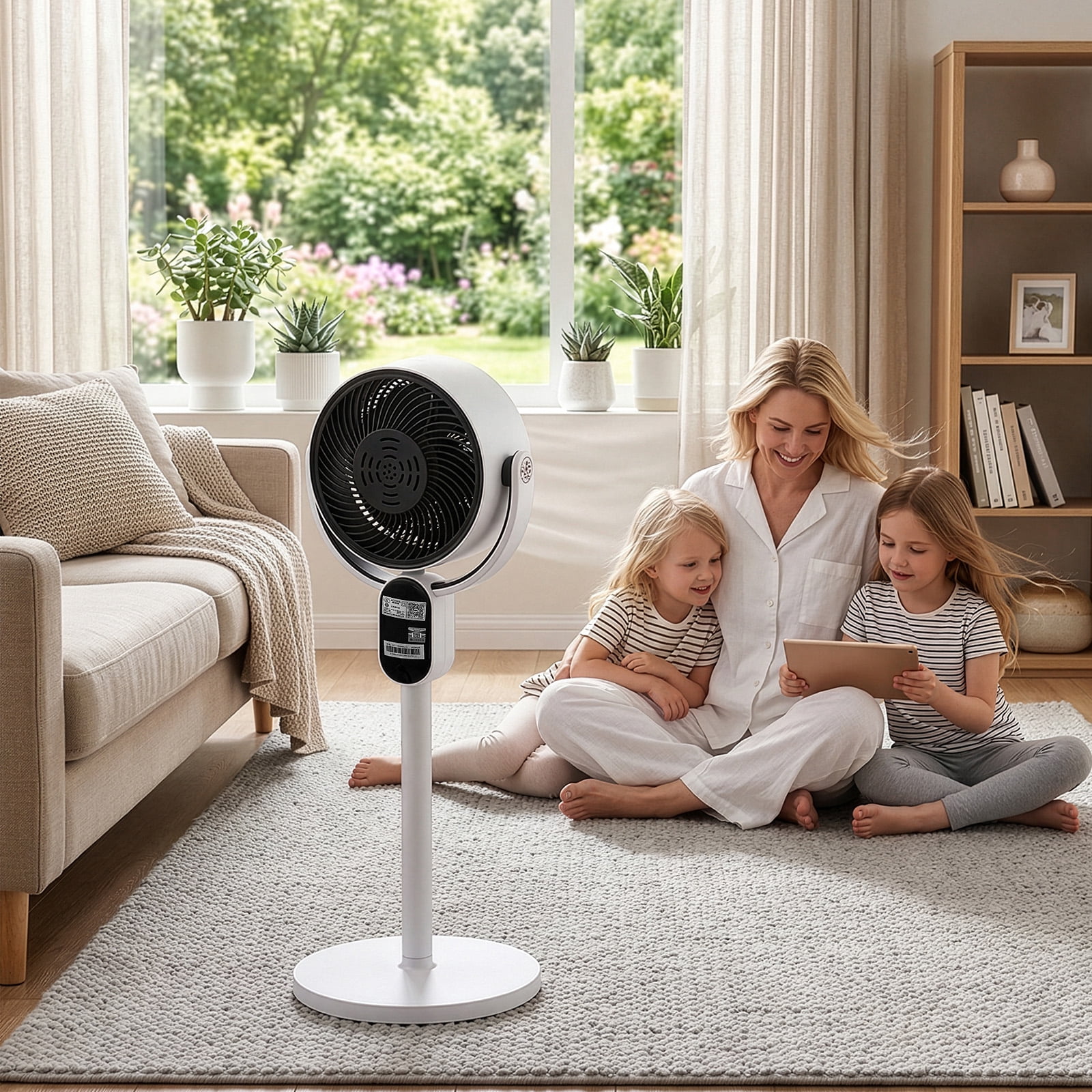Circulation Fan, 40W 2 in 1 Air Circulator Fan with Remote Control, 3 Speed Levels, 12H Timer, Manual Vertical Adjustment, Automatic Horizontal Oscillation, LED Display & Remote Control
