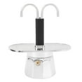 thumbnail image 2 of 100ml Aluminum Alloy Double Head Coffee Pot, DIY Mini Italian Double Head Stovetop Coffee Maker for Home Cafe, Dual Tube Design, Portable, Traditional Italian Coffee Making Method, 2 of 7