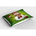 thumbnail image 2 of Ambesonne Snowman Pillow Sham 2 Pack, 3D Traditional Mascot, 36"x20", Green Red White, 2 of 3