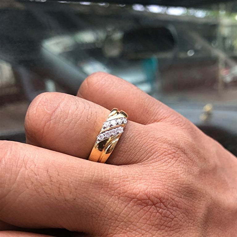 Round Cut Lab Created Moissanite Diamond Double Row Mens Wedding