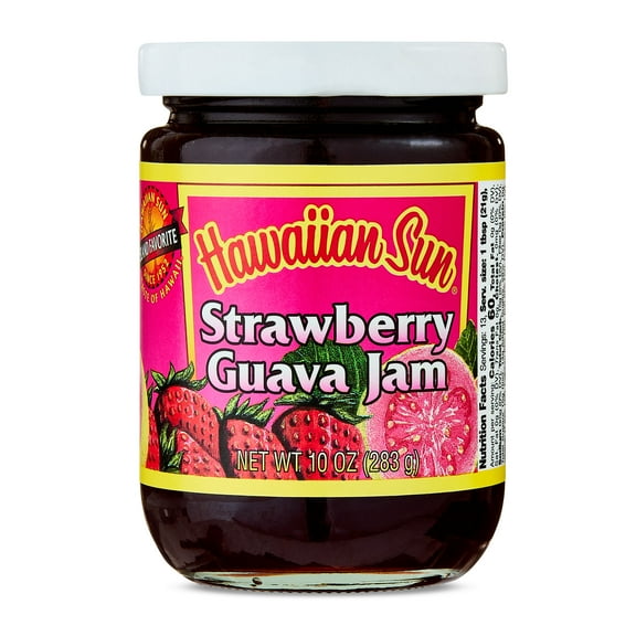 Hawaiian Sun Strawberry Guava Jam - Handpicked Fruits from the Islands, 10 oz Glass Jar. All-Natural, Gluten-Free, and Vegan-Friendly Spread with Tropical Flavors