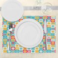 thumbnail image 3 of Ambesonne Floral Place Mats Set of 4, Clover Vivid Design, Standard Size, Red Turquoise Yellow, 3 of 6