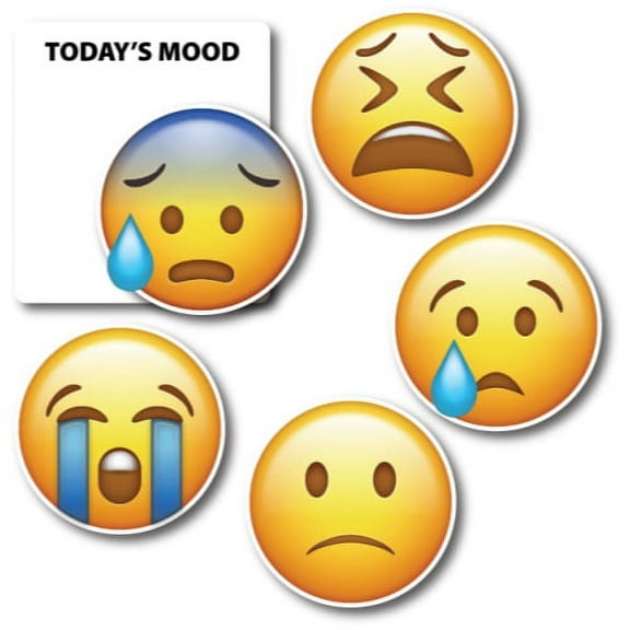 Magnet Me Up Today's Mood Sad Emoticon Magnet Decal Variety Pack, One 3.5x4 Inch Mood Board and Five 3 Inch Mini Emoticons, Cute Decorative Magnet