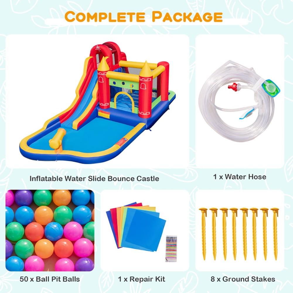 Aimee Lii 9-in-1 Inflatable Bounce Castle with Water Slide and Splash Pool without Blower, Water Slides Inflatables for Kids Aimee Lii 9-in-1 Inflatable Bounce Castle with Water Slide and Splash Pool without Blower, Water Slides Inflatables for Kids