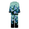 thumbnail image 4 of XFLWAM Women's Sleepwear Capri Pajama Sets Long Sleeve Two-Piece Pjs Crew Neck Lounge Sets Tops & Capri Pants with Pockets, 4 of 5