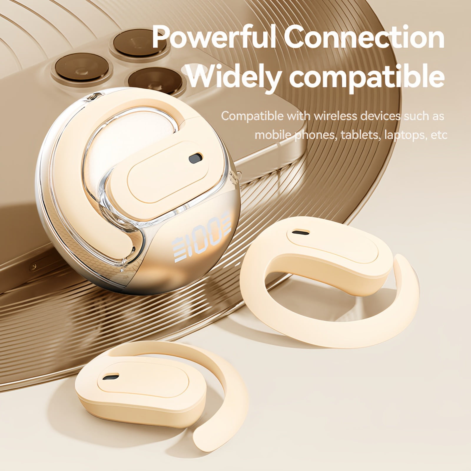 CHENRUIDA Out Of Ear Open Headphones Outside The Ear Wireless Bluetooth Ows Over The Ear Outside Bone Conduction Skin Tone For Workout/Running