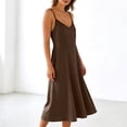 thumbnail image 6 of Linfrsh Flowy Backless Dress Backless Cami Dresses for Women Cami Lounge Dress Backless Sleeveless House Dress Long Sundress with Back Tie(Coffee,S), 6 of 8