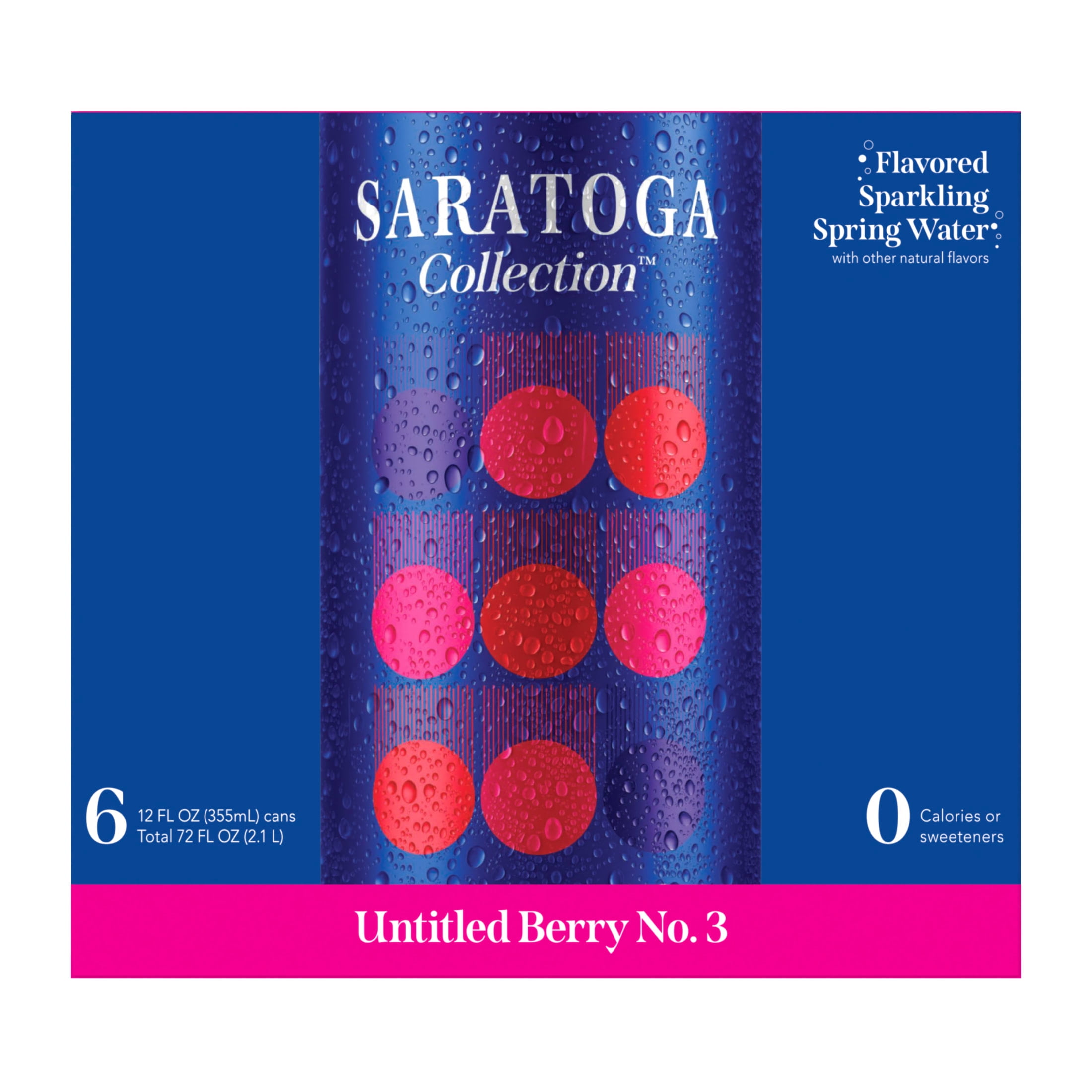 Saratoga Collection, Berry Flavored Sparkling Water, Untitled Berry No. 3, 12 fl oz, 6-pack Cans