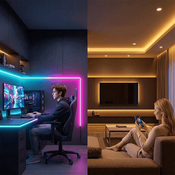 DOLIZU ICRGB Strip Lights, 16.4ft Light Strips with App Control Remote, 5050 RGB Led Lights for Bedroom, Music Sync Color Changing Lights for Room Party