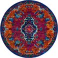 thumbnail image 2 of Rugs.com Calypso Collection Rug – 8 Ft Round Fuchsia Medium Rug Perfect For Kitchens, Dining Rooms, 2 of 8