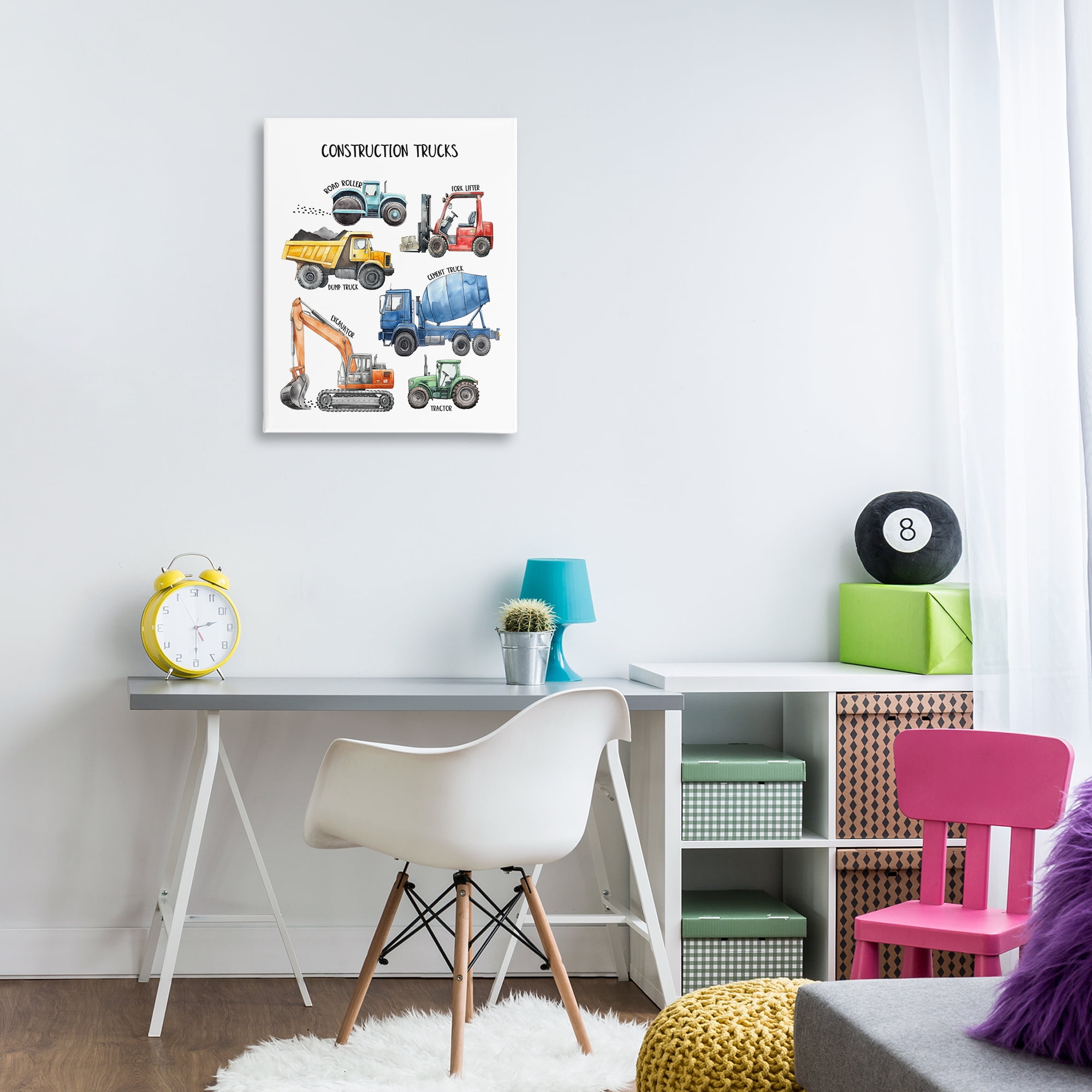 Construction Trucks Machinery Canvas Wall Art, design by Christine Simpson Art