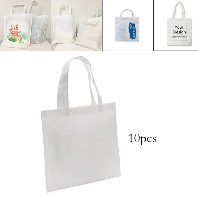 Custom White Polyester Improved Essential Tote Bags - Sublimation Tote Bags  With Your Logo - B0750